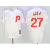 MLB Philadelphia Phillies 27 Aaron Nola White Cooperstown Collection Cool Base Men Jersey