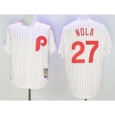 MLB Philadelphia Phillies 27 Aaron Nola White Cooperstown Collection Cool Base Men Jersey