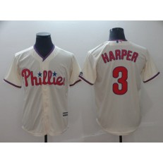 MLB Philadelphia Phillies 3 Bryce Harper Cream Cool Base Men Jersey