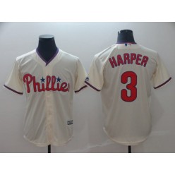 MLB Philadelphia Phillies 3 Bryce Harper Cream Cool Base Men Jersey