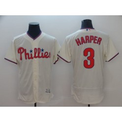 MLB Philadelphia Phillies 3 Bryce Harper Cream Flexbase Men Jersey