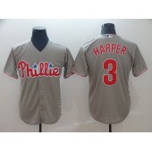 MLB Philadelphia Phillies 3 Bryce Harper Gray Cool Base Men Jersey