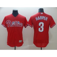MLB Philadelphia Phillies 3 Bryce Harper Scarlet Flexbase Men Jersey