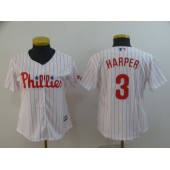MLB Philadelphia Phillies 3 Bryce Harper White Women Cool Base Jersey