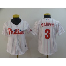 MLB Philadelphia Phillies 3 Bryce Harper White Women Cool Base Jersey