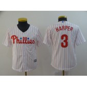 MLB Philadelphia Phillies 3 Bryce Harper White Youth Cool Base Jersey