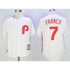 MLB Philadelphia Phillies 7 Maikel Franco White Cooperstown Collection Cool Base Men Jersey
