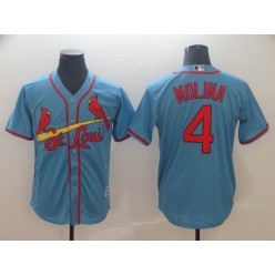 MLB St. Louis Cardinals 4 Yadier Molina Light Blue Cool Base Men Jersey