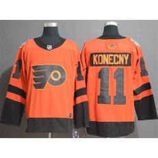 Philadelphia Flyers 11 Travis Konecny Orange 2019 NHL Stadium Series Adidas NHL Men Jersey