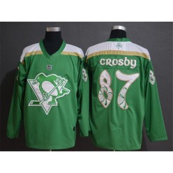 Pittsburgh Penguins 87 Sidney Crosby Green 2019 St. Patrick's Day Adidas NHL Men Jersey