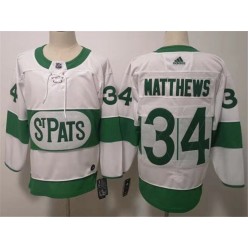 Toronto Maple Leafs 34 Auston Matthews White 2019 St. Patrick's Day Adidas NHL Men Jersey