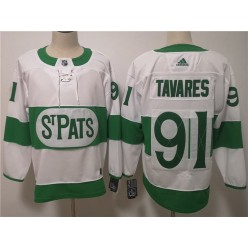 Toronto Maple Leafs 91 John Tavares White 2019 St. Patrick's Day Adidas NHL Men Jersey