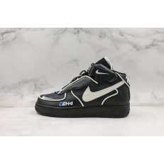 C2H4 X NIKE AIR FORCE 1 MID 3M BLACK LEATHER WHITE BLUE BQ7541-001