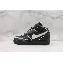 C2H4 X NIKE AIR FORCE 1 MID 3M BLACK LEATHER WHITE BLUE BQ7541-001
