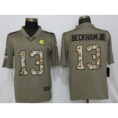 Cleveland Browns #13 Odell Beckham Jr Olive Camo Salute to Service Limited Nike NFL Men Jersey