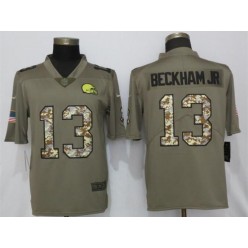 Cleveland Browns #13 Odell Beckham Jr Olive Camo Salute to Service Limited Nike NFL Men Jersey