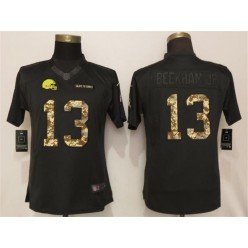 Women Nike Cleveland Browns #13 Odell Beckham Jr Black Camo Salute to Service Limited Jersey