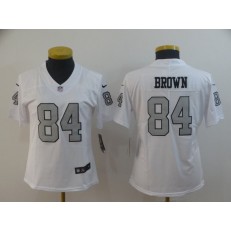 Women Nike Oakland Raiders #84 Antonio Brown White Color Rush Limited Jersey
