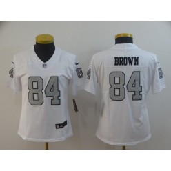 Women Nike Oakland Raiders #84 Antonio Brown White Color Rush Limited Jersey