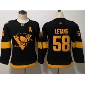 Pittsburgh Penguins #58 Kris Letang Black Women 2019 NHL Stadium Series Adidas Jersey