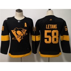 Pittsburgh Penguins #58 Kris Letang Black Women 2019 NHL Stadium Series Adidas Jersey
