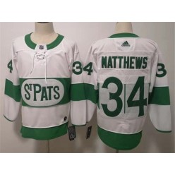 Toronto Maple Leafs #34 Auston Matthews White 2019 St. Patrick's Day Adidas NHL Men Jersey