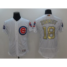 MLB Chicago Cubs #18 Ben Zobrist White 2017 Gold Program Flexbase Men Jersey