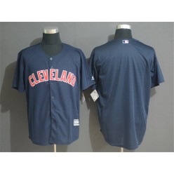 MLB Cleveland Indians Blank Navy Cool Base Men Jersey
