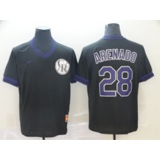 MLB Colorado Rockies #28 Nolan Arenado Black Throwback Men Jersey