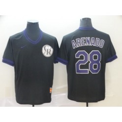 MLB Colorado Rockies #28 Nolan Arenado Black Throwback Men Jersey