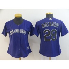 MLB Colorado Rockies #28 Nolan Arenado Purple Women Cool Base Jersey