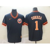 MLB Houston Astros #1 Carlos Correa Black Throwback Men Jersey