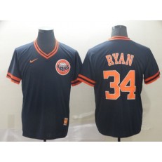 MLB Houston Astros #34 Nolan Ryan Navy Throwback Men Jersey