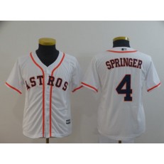 MLB Houston Astros #4 George Springer White Youth Cool Base Jersey