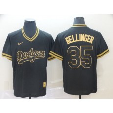 MLB Los Angeles Dodgers #35 Cody Bellinger Black Gold Nike Cooperstown Collection Legend V Neck Men Jersey