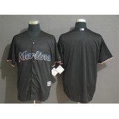 MLB Miami Marlins Blank Black Cool Base Men Jersey