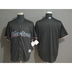 MLB Miami Marlins Blank Black Cool Base Men Jersey
