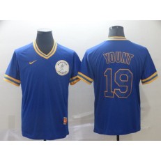MLB Milwaukee Brewers #19 Robin Yount Royal Throwback Men Jersey