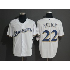 MLB Milwaukee Brewers #22 Christian Yelich White Cool Base Men Jersey