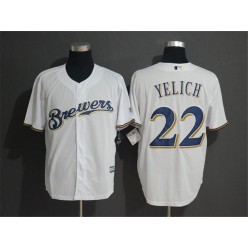 MLB Milwaukee Brewers #22 Christian Yelich White Cool Base Men Jersey