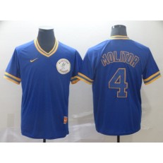 MLB Milwaukee Brewers #4 Paul Molitor Royal Throwback Men Jersey