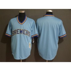 MLB Milwaukee Brewers Blank Blue Cooperstown Collection Men Jersey