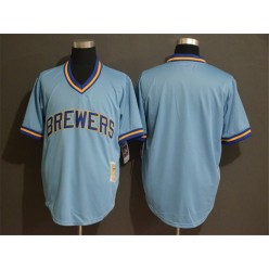MLB Milwaukee Brewers Blank Blue Cooperstown Collection Men Jersey