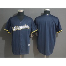 MLB Milwaukee Brewers Blank Navy Cool Base Men Jersey