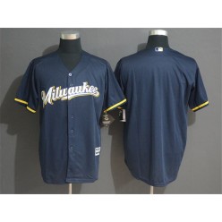 MLB Milwaukee Brewers Blank Navy Cool Base Men Jersey