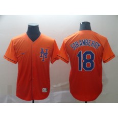 MLB New York Mets #18 Darryl Strawberry Orange Drift Fashion Men Jersey