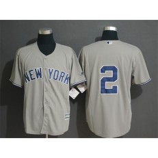 MLB New York Yankees #2 Derek Jeter Gray Cool Base Men Jersey