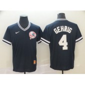 MLB New York Yankees #4 Lou Gehrig Blue Throwback Men Jersey
