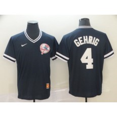MLB New York Yankees #4 Lou Gehrig Blue Throwback Men Jersey