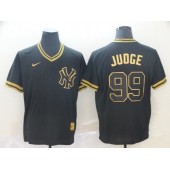 MLB New York Yankees #99 Aaron Judge Black Gold Nike Cooperstown Collection Legend V Neck Men Jersey